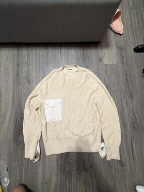 Zara Cream Knit Jumper With Pocket